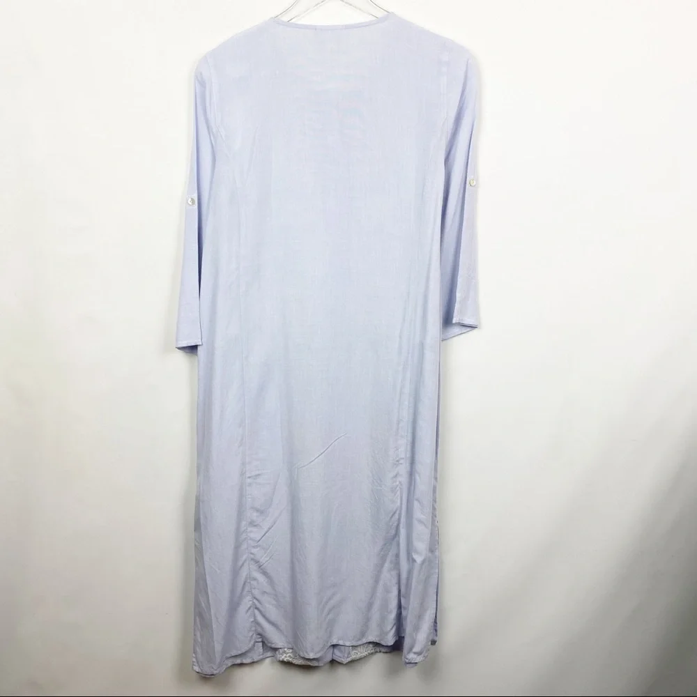J. Jill Blue Embroidered Long Tunic Dress Small - Picture 2 of 7